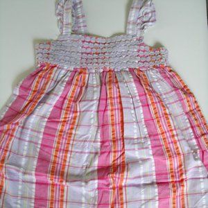 Hartstrings Girls Dress Pink Purple Orange Sleeveless Plaid Cotton Size 6